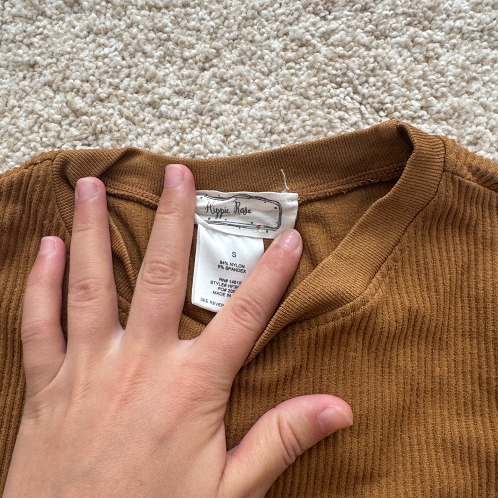 Hippie Rose Brown Ribbed Crop Top